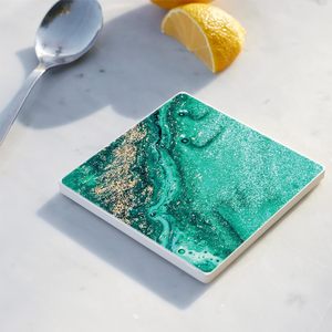 定制各种印刷图案杯垫软木基吸水陶瓷杯垫升华廉价陶瓷杯垫套装 - Product Image 5