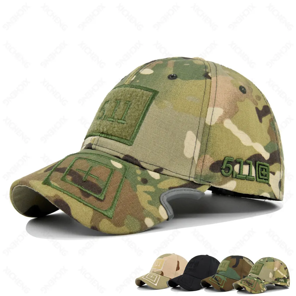 Logo personalizzato 511 ricamo cappello mimetico Outdoor Tactical Jungle Hunting berretto da Baseball in cotone regolabile