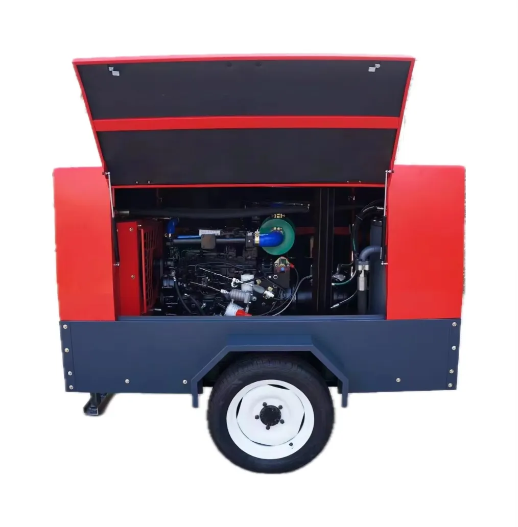 Compressor diesel de ar para perfuração de minas, rodas motorizadas 106cfm 42KW