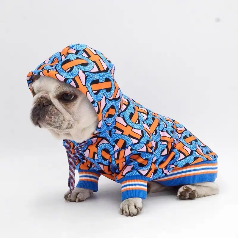 Ropa de perro con capucha para Bulldog Francés, ropa de marca de moda de lujo para primavera y otoño
