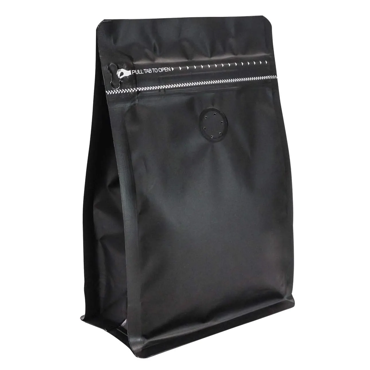 Fondo quadrato Stand Up sacchetti di mylar per alimenti sacchetti di alluminio personalizzati ad alta barriera 8 OZ nero opaco nero sacchetto di caffè con valvola