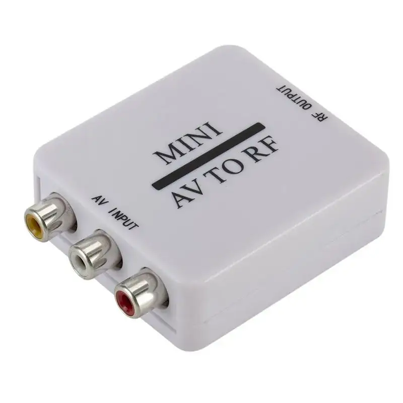 Mini HD Video dönüştürücü kutusu RCA AV CVSB RF Video adaptörü dönüştürücü desteği MHz 61.25 67.25 TV anahtarı tak ve çalıştır