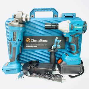 一套2pcs 20v电动工具套件可充电锂无刷电动角磨机C01无绳扳手组合工具组 - Product Image 2