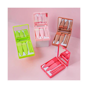 Yüksek kalite 4-Color özel Logo baskılı ayna toptan ambalaj çanta ile makyaj fırçası Set vakıf Fan fırça - Product Image 2