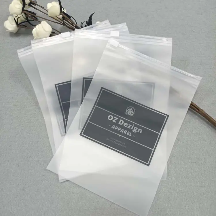 Bolsas de plástico con cierre de cremallera transparente mate esmerilado para embalaje de ropa