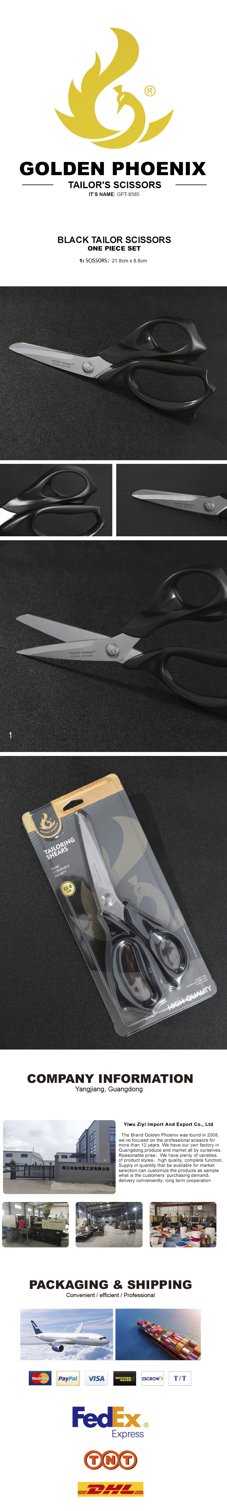 Golden Phoenix Scissor & Shear Stainless steel tailor scissors for comfortable hand grip and easy cutting