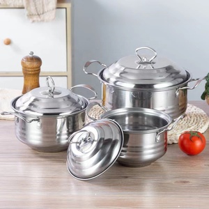Stainless Steel Cookware 16/18/<strong>20</strong>/22/24cm Straight Shape Cooking Pots 10 Pcs Cookware <strong>Set</strong>