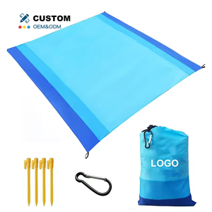 <strong>Beach</strong> Blanket Sand Proof Extra Large <strong>Beach</strong> <strong>Mat</strong> Big &amp; Compact Sand Free <strong>Mat</strong> Quick Drying With 6 Stakes &amp; <strong>4</strong> Corner Pockets - Product Image 1