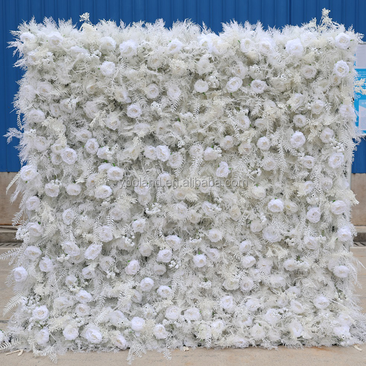 Mur de feuilles de pampas blanches 02