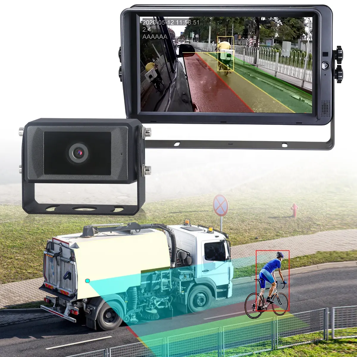 STONKAM Car & Vehicle Cámara de alarma de marcha atrás de coche grande para vehículos Cámara AI de detección de peatones y automóviles