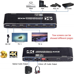 Yeterli stok 2020 4K @ 60Hz Matrix 4x 2 anahtar ayırıcı destek HDCP 2.2 IR uzaktan kumanda anahtarı 4x2 Spdif 4K 4x2 matris anahtarı - Product Image 3