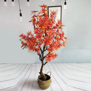 盆栽枫树植物室内家庭小人造日本红叶植物人造枫树盆景树 - Product Image 1