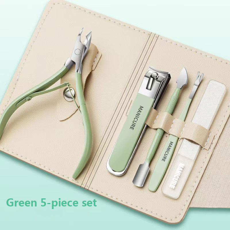 Ensemble 5 pièces vert menthe + sac en cuir