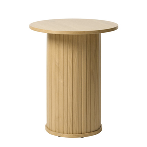 24年厂家直销Nodic黑橡木板条凹槽设计工匠木制小圆茶几家用 - Product Image 2