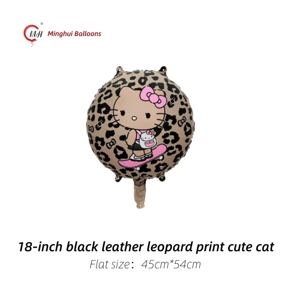 Gatto carino con stampa leopardata in pelle nera da 18 pollici