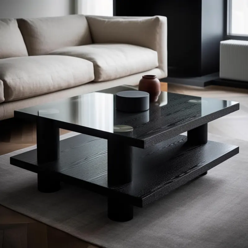 Mrs יער עיצוב ייחודי אלון חומר עגול מראה עליון שולחן קפה שולחן קפה עבור יוקרה הבית