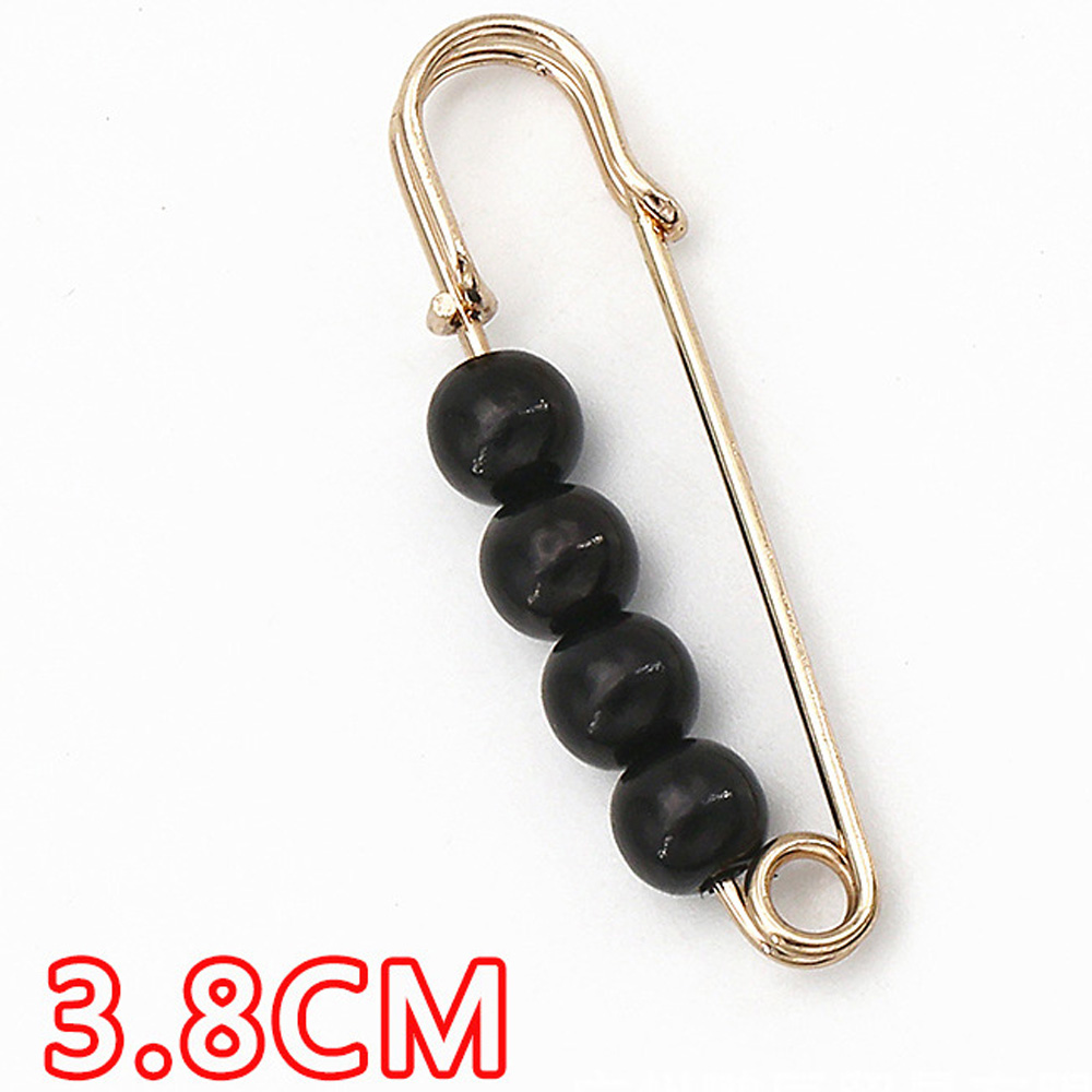 YJ016 Four Black Faux Pearl Golden Brooch (3.8cm)