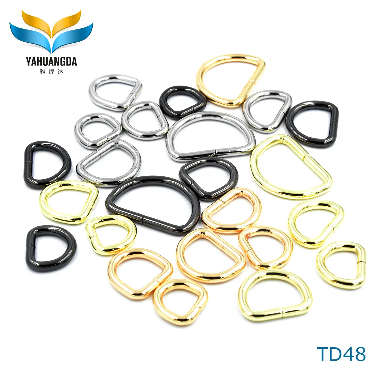אופנה סגנון תיק התאמת D טבעת ברזל חומר יוקרה מתכת חגורת אבזם טבעת מחזיק עבור שקיות קישוט TD48