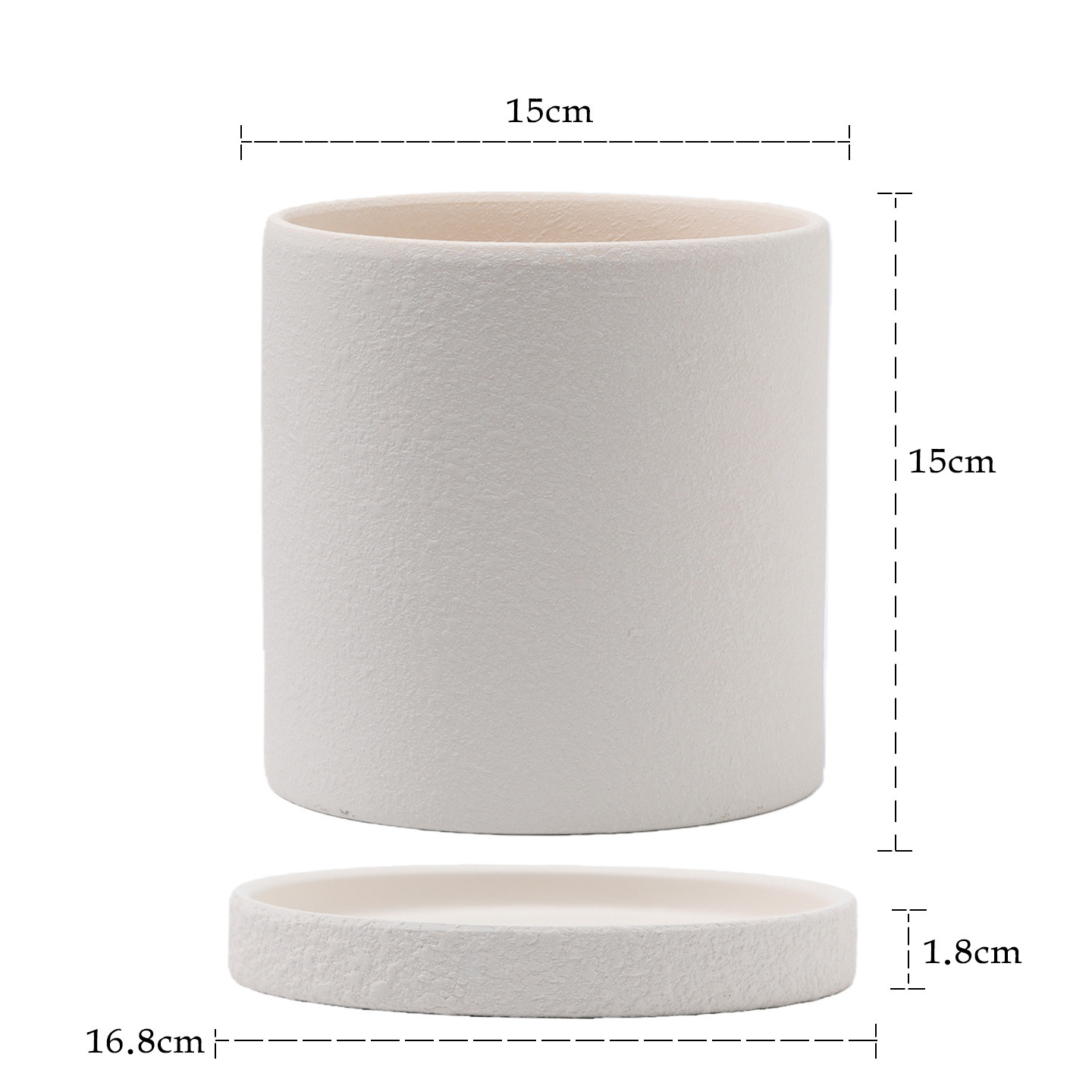 Straight cylindrical bisque clay slip textured surface-1515 cm