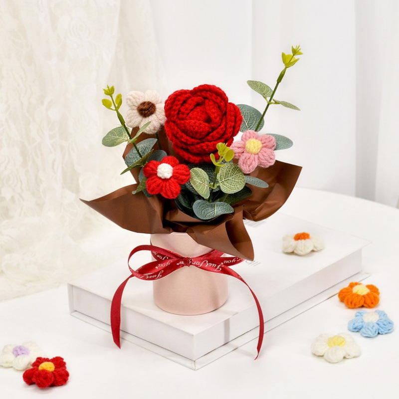 Seau câlin rose rouge