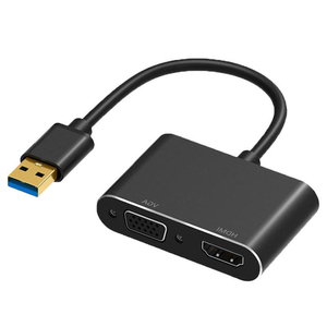 Adaptador USB 1080 a HDMI VGA 2 en 1, Hub con HDMI y VGA para monitores de PC, HDMI y Proyecto, 3,0 P, venta al por mayor
