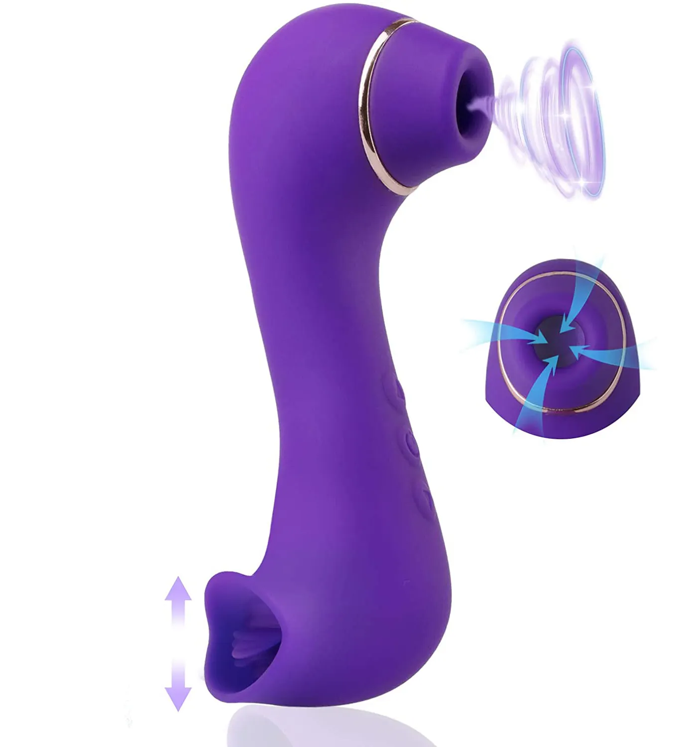 Vibrator penghisap klitoral dewasa, Vibrator Dildo G Spot dengan 7 mode isap kuat 10 getaran penghisap mulut