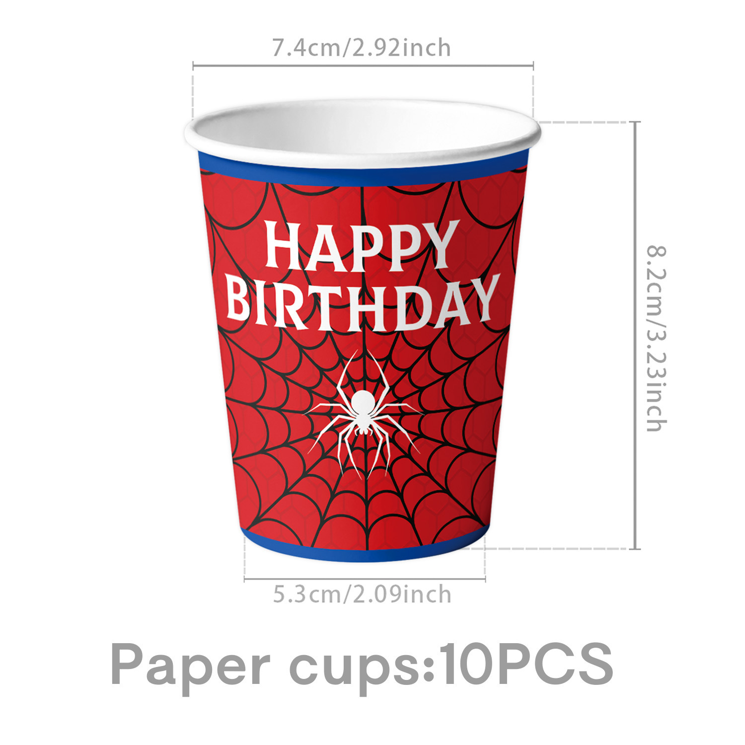 Bicchieri di carta blu e rossi, confezione da 10 pezzi.