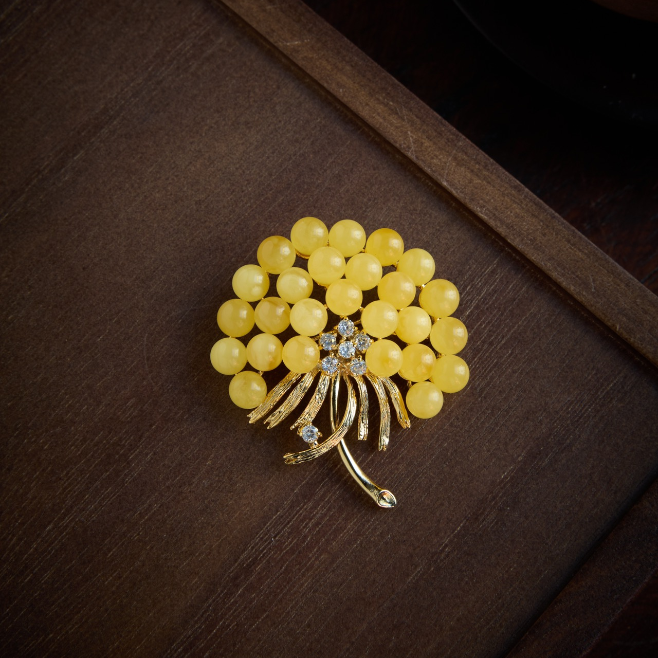 Yellow Amber Brooch