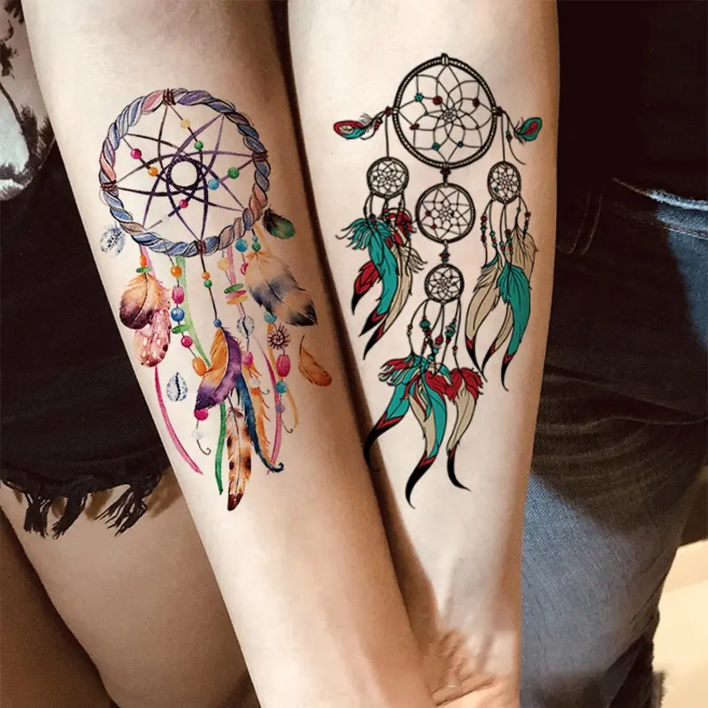 Tatuaje a prueba de agua para mujer, pegatina temporal íntima de flores, mariposa, atrapasueños, tatuaje de color, 2023