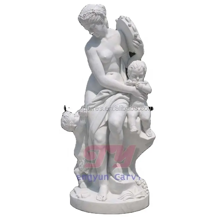 Poupées décoratives en marbre blanc, statuettes pour mère et enfant, blanche, sculpture mère et bébé