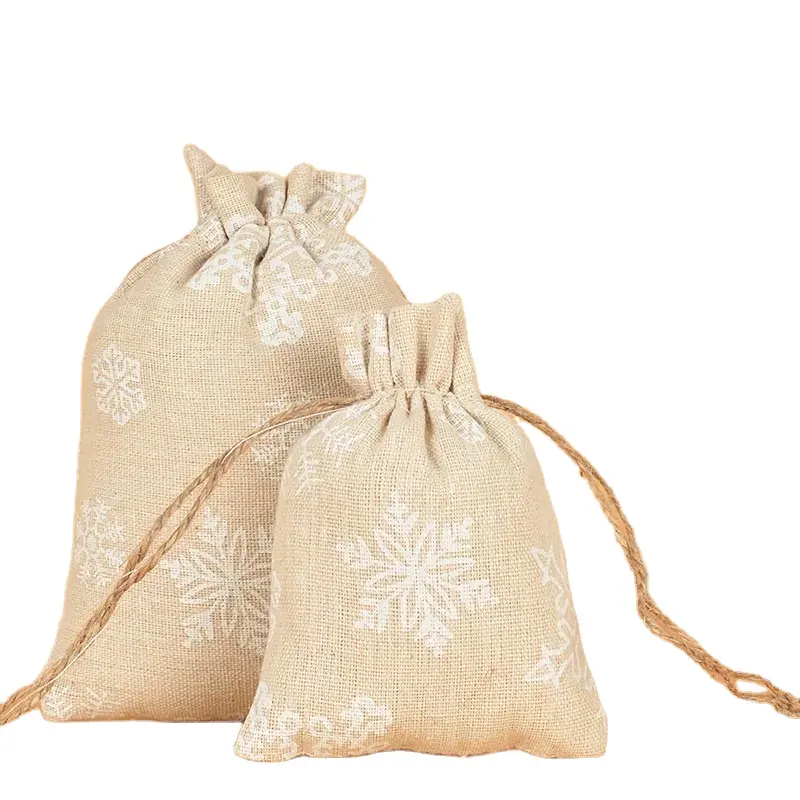 Bolsa con cordón navideño Paquete de algodón Boca Bolsa de dulces para decoración navideña