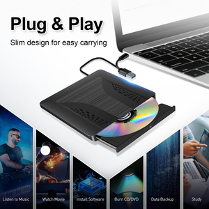 超薄EDD35外置DVD驱动器类型-C + USB3.0光学光盘/DVD-RW刻录机刻录机阅读器播放器，适用于Mac Win11笔记本电脑
