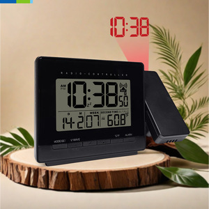 Reloj electrónico con pantalla digital de plástico controlado por radio para sala de estar con proyección de humedad y temperatura de visualización de tiempo - Product Image 3