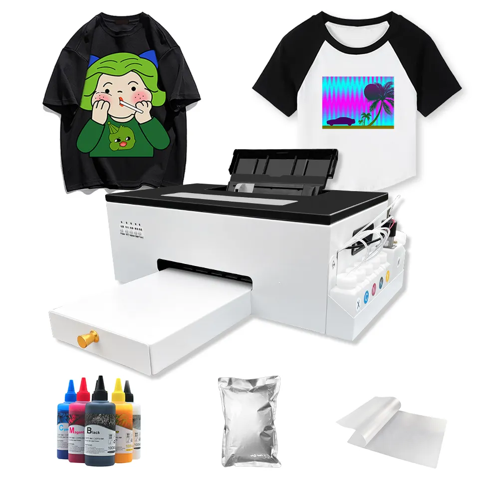 Venda quente a4 pet transferência de calor camiseta têxtil, máquinas de impressão digital l805 dtf impressora