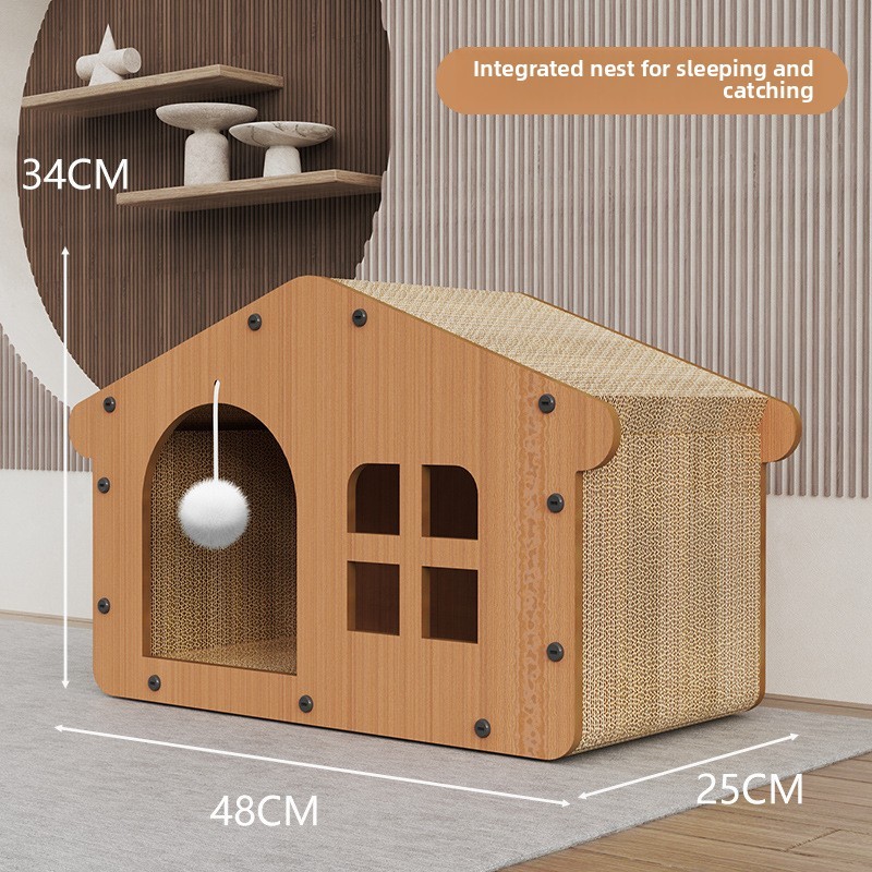 House cat scratching post and sleeping area