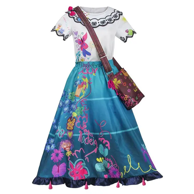 Encanto Mirabel disfraz vestidos niños princesa vestido Encanto adulto Cosplay Halloween carnaval actuación disfraces con bolsa