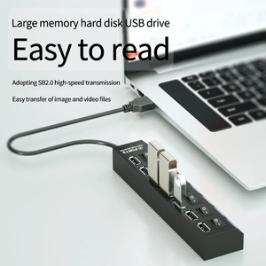 USB集线器2.0分离器坞站电脑配件，带电脑多集线器USB 7端口多端口集线器电源适配器 - Product Image 3