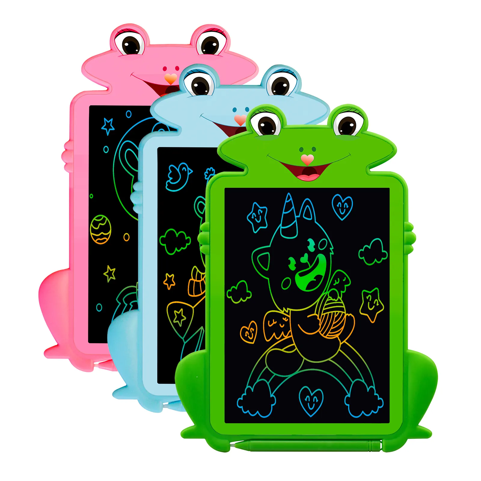 Usine OEM grenouille forme 8.5 pouces coloré lcd tablette d'écriture numérique tapis de dessin enfant en bas âge magique dessin jouets cadeaux d'anniversaire