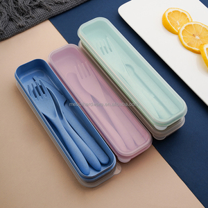 Competitive Portable <strong>PP</strong> or Wheatstraw Camping Picnic Cutery Set <strong>Flatware</strong> Kitchenware Outdoor Knife Fork Spoon Set with Box - Product Image 5
