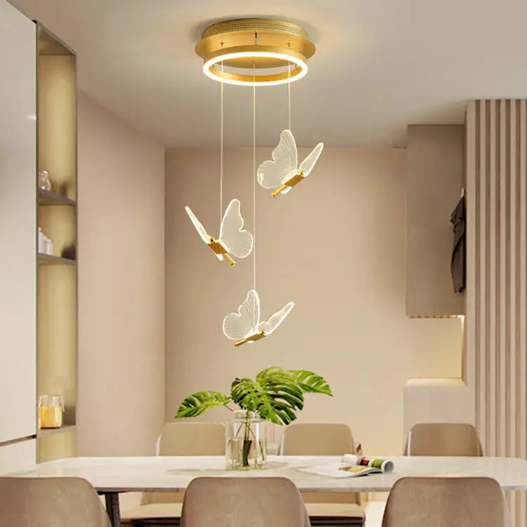 New Bắc Châu Âu bướm Acrylic Shape đẹp trang trí nội thất chiếu sáng cho khách sạn biệt thự cầu thang đèn trần ánh sáng