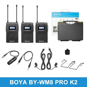 BOYA by-WM8 Pro-K2 UHF ערוץ כפול אלחוטי lavalier סטודיו הקלטת מיקרופון עבור מצלמה BOYA by-WM8 Pro-K2 UHF כפול channe