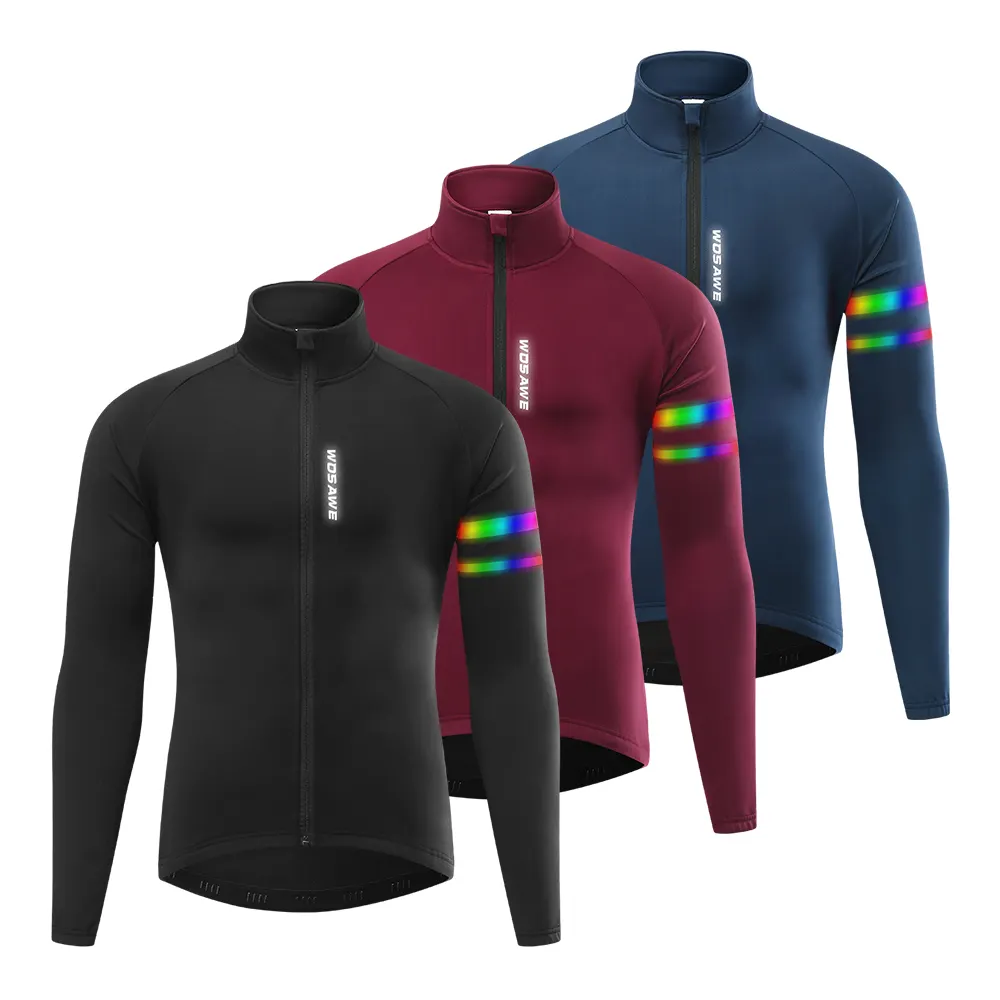 WOSAWE-Chaqueta de ciclismo impermeable para hombre, Jersey térmico de lana a prueba de viento, para ciclismo de montaña, carrera, snowboard, Invierno