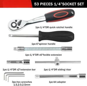 Alta Qualidade Aço Carbono 53pcs <span class=keywords><strong>Socket</strong></span> Wrench Kit <span class=keywords><strong>Tool</strong></span> <span class=keywords><strong>Box</strong></span> <span class=keywords><strong>Set</strong></span> Profissional para Reparação Do Carro-001