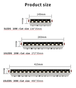 Linear FCC 3CCT LED lineer Downlight 10W 20W 30W IP55 Modern alüminyum tavan ışık yüksek renk işleme yoğunluğu - Product Image 3