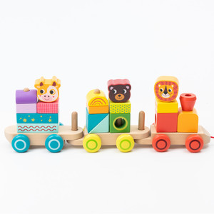 COMMIKI Toddlers Montessori Wood Train Toy Model <strong>Building</strong> Toy With Number <strong>Pattern</strong> 0~9 <strong>Blocks</strong> Educational Kids Wooden Toy - Product Image 1