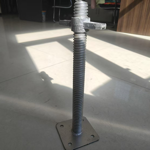 Piezas de andamio de escalera Sistema de construcción Andamio de acero Jack Nivel ajustable Base Material de construcción Andamio