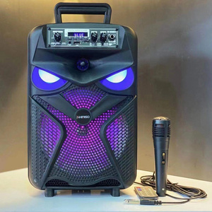 QS833 Kimiso 8 inç sahne hoparlörü açık taşınabilir sütun Soundbox kablosuz hoparlör renkli işık mikrofon USB TF FM ile - Product Image 2