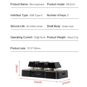 New Arrivals MK321BT Blue Tooth 5.1 3 <strong>Keys</strong> Custom <strong>Keys</strong> Game Office PS Clip <strong>Macro</strong> Programming Keypad(Black) - Product Image 5