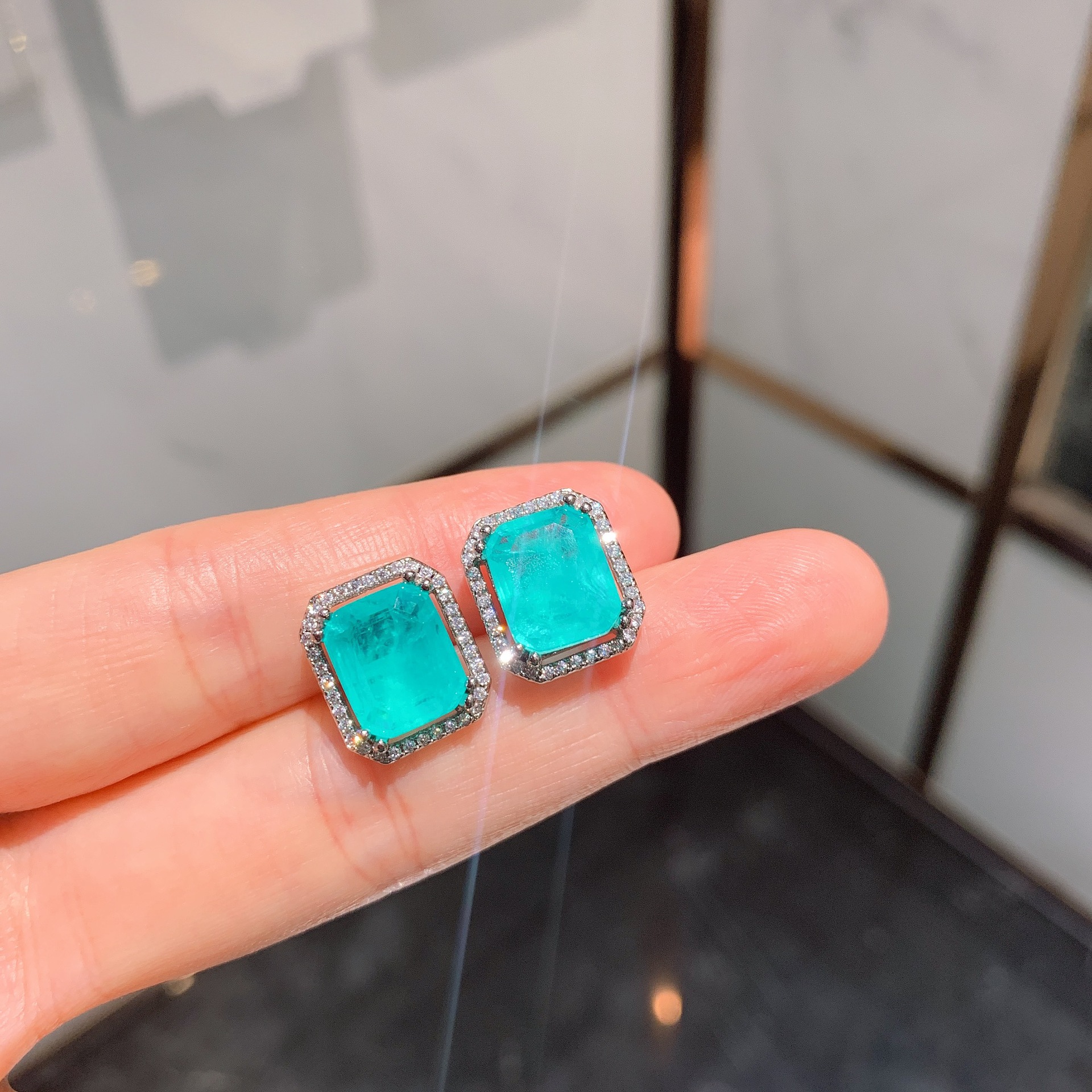 Boucles d'oreilles bleu lac
