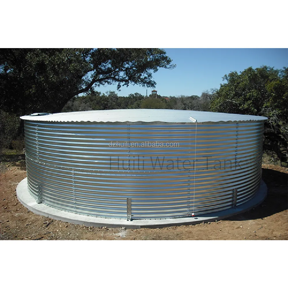 Tanque de agua de acero con boleros circulares, Lona de PVC, redondo, corrugado, galvanizado